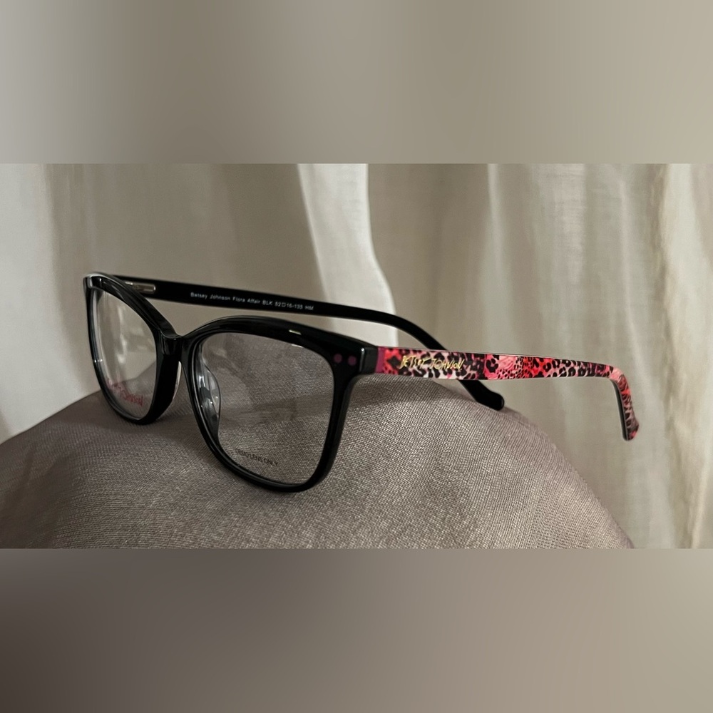 Betsey Johnson Black Eyeglasses floral affair NWT